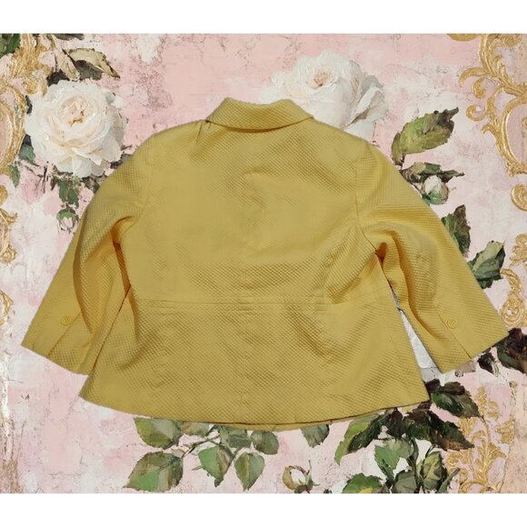 Jacket East 5th Women Yellow Cotton Blazer 18W Summertime 3/4 Sleeves - Picture 2 of 14